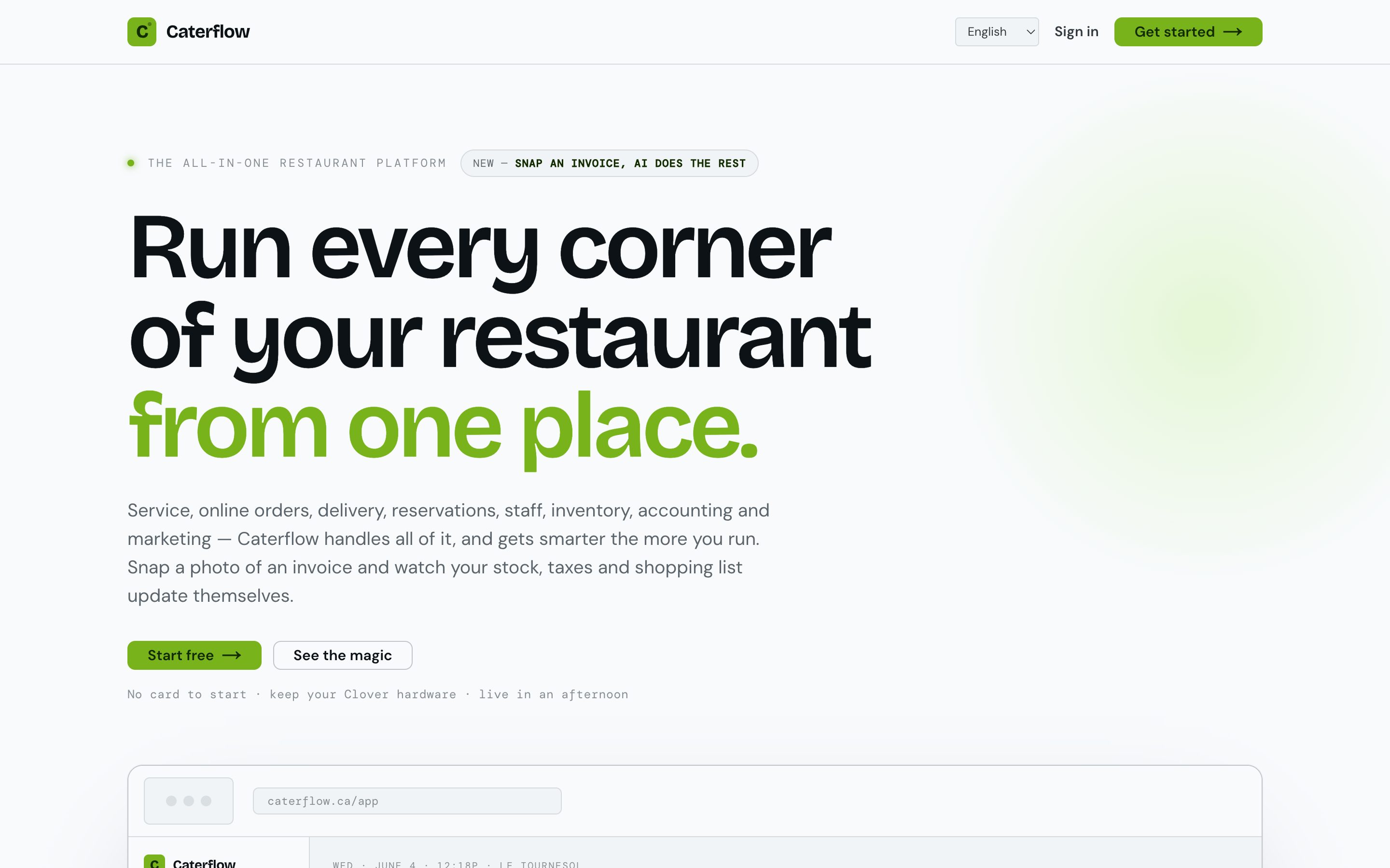 Caterflow restaurant operating system