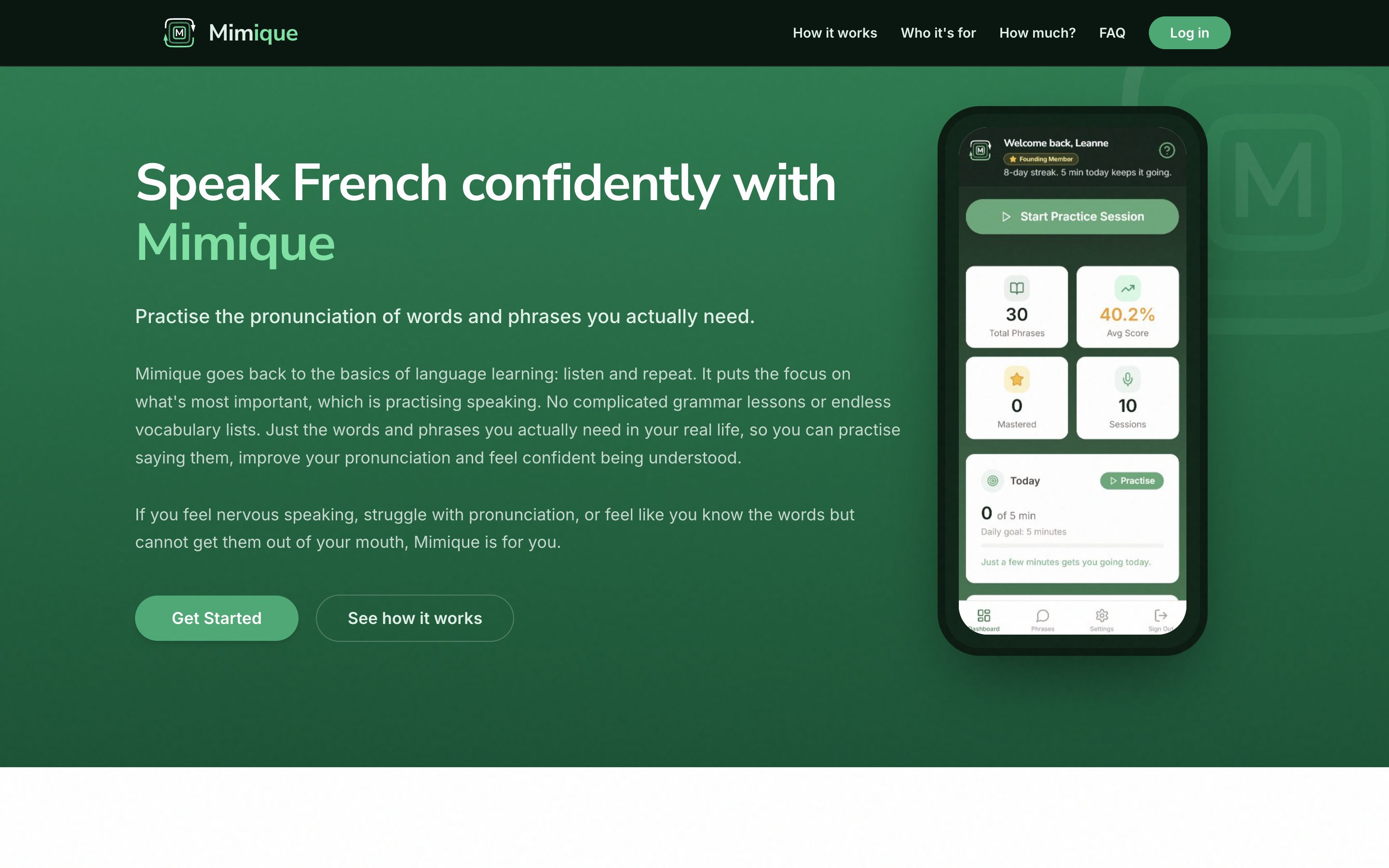 Mimique French pronunciation app