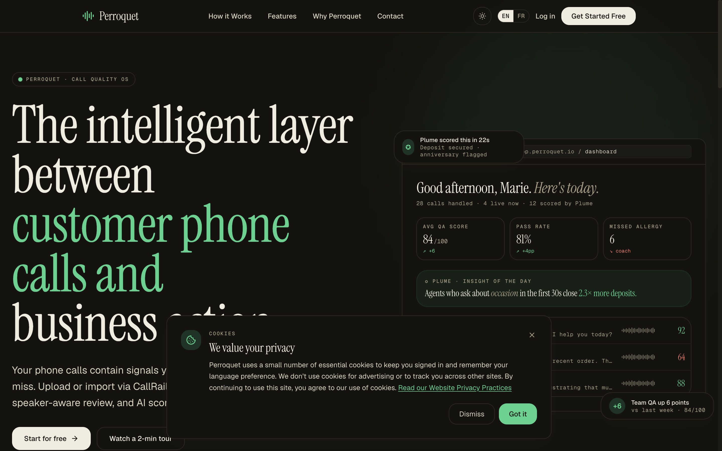 Perroquet call quality platform